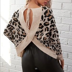 Leopard tie back sweater